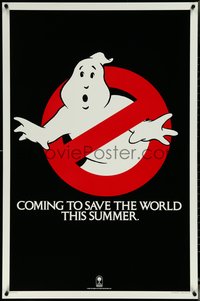 6r0729 GHOSTBUSTERS teaser 1sh 1984 Murray, classic ghost logo, coming to save the world this Summer!