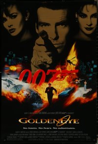 6r0734 GOLDENEYE 1sh 1995 cast image of Pierce Brosnan as Bond, Isabella Scorupco, Famke Janssen!