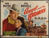 6r0363 ANGEL & THE BADMAN style A 1/2sh 1947 cowboy John Wayne & pretty Gail Russell, ultra rare!