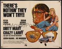 6r0365 DIRTY MARY CRAZY LARRY 1/2sh 1974 art of Peter Fonda & Susan George sucking on popsicle!