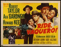 6r0374 RIDE, VAQUERO style B 1/2sh 1953 artwork of outlaw Robert Taylor & beauty Ava Gardner!