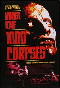 6r0750 HOUSE OF 1000 CORPSES 1sh 2003 Rob Zombie directed, creepy close-up horror image!