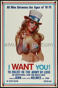 6r0752 I WANT YOU 23x35 1sh 1970 John Holmes, Uschi Digard, Uncle Sam Flagg parody art, unfolded!