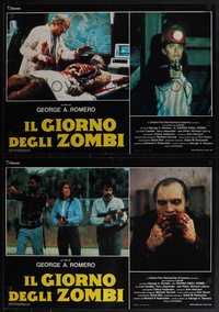6r0556 DAY OF THE DEAD 7 Italian 19x27 pbustas 1986 George Romero's zombie horror sequel!