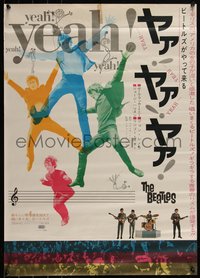 6r0465 HARD DAY'S NIGHT Japanese 1964 colorful image of The Beatles performing, yeah! yeah! yeah!