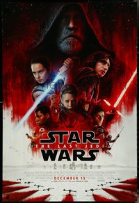 6r0783 LAST JEDI advance DS 1sh 2017 Star Wars, incredible sci-fi image of Hamill, Driver & Ridley!