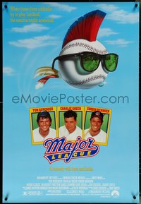 6r0805 MAJOR LEAGUE 1sh 1989 Charlie Sheen, Tom Berenger, wacky art of baseball with mohawk!