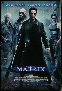 6r0813 MATRIX advance DS 1sh 1999 Keanu Reeves, Carrie-Anne Moss, Laurence Fishburne, Wachowskis!