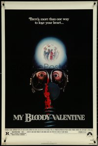 6r0833 MY BLOODY VALENTINE 1sh 1981 bloody gas mask, there's more than one way to lose your heart!