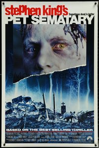 6r0852 PET SEMATARY 1sh 1989 Stephen King's best selling thriller, cool graveyard image!