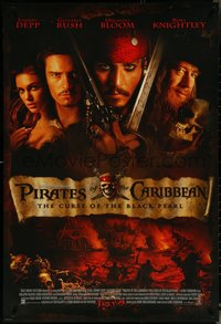 6r0858 PIRATES OF THE CARIBBEAN advance DS 1sh 2003 Geoffrey Rush, Knightley, Johnny Depp & cast!