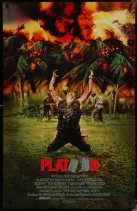 6r0860 PLATOON int'l 25x39 1sh 1986 Oliver Stone, Vietnam, the first casualty of war is Innocence!