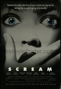 6r0908 SCREAM DS 1sh 1996 directed by Wes Craven, great super close up of scared woman!