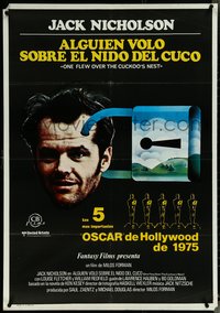 6r0103 ONE FLEW OVER THE CUCKOO'S NEST Spanish 1976 c/u of Jack Nicholson, Milos Forman classic!