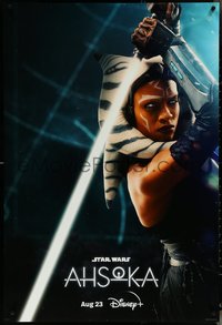 6r0147 AHSOKA DS tv poster 2023 Disney+, Rosario Dawson in the title role as Tano w/ lightsaber!