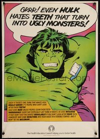 6r0391 INCREDIBLE HULK 17x23 special poster 1980 teeth that turn into angry monsters, ultra rare!