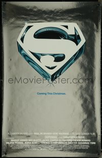 6r0955 SUPERMAN foil advance 25x40 1sh 1978 DC superhero Reeve, Coming This Christmas!