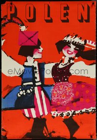 6r0136 POLEN 27x39 Polish travel poster 1962 Waldemar Swierzy art of dancing couple, rare!