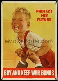 6r0061 BUY & KEEP WAR BONDS 29x40 WWII war poster 1944 art of a smiling child by Ruth Nichols!