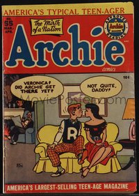 6s0391 ARCHIE COMICS #55 comic book Mar 1952 very suggestive Montana cover art w/Archie & Veronica!