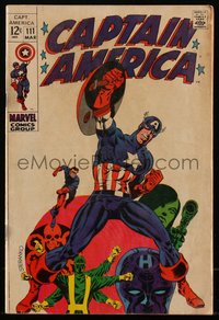 6s0315 CAPTAIN AMERICA #111 comic book 1969 great cover art by Jim Steranko, Stan Lee, Marvel Comic!