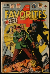 6s0402 FOUR FAVORITES #25 comic book September 1946 Rudy Palais cover art of cop busting criminal!