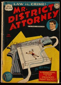 6s0341 MR. DISTRICT ATTORNEY #3 comic book Jun 1948 cool boxing ring & gun cover art by Win Mortimer!