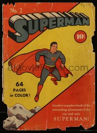 6s0331 SUPERMAN #2 comic book cover September 1939 Joe Shuster art, his historic second issue!
