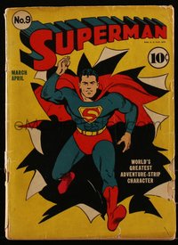 6s0332 SUPERMAN #9 comic book March 1941 Jerry Siegel & Joe Schuster's legendary superhero!