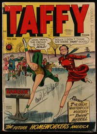 6s0424 TAFFY COMICS #12 comic book February 1948 Mort Leav art of two girls skating on thin ice!