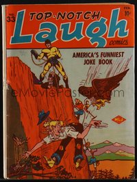 6s0380 TOP-NOTCH LAUGH COMICS #33 comic book Feb 1943 Red Holmdale Black Hood superhero cover art!