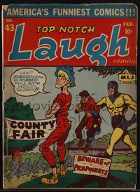 6s0383 TOP-NOTCH LAUGH COMICS #43 comic book Feb 1944 Harry Sahle Black Hood superhero cover art!