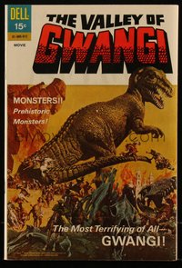 6s0433 VALLEY OF GWANGI comic book 1969 Ray Harryhausen, art of cowboys vs dinosaurs, Dell Comic!