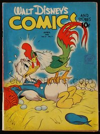 6s0477 WALT DISNEY COMICS & STORIES #19 comic book July 1942 Donald Duck threatened by rooster!