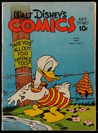 6s0479 WALT DISNEY COMICS & STORIES #21 comic book June 1942 Donald Duck's swimsuit torn on fence!