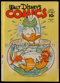 6s0481 WALT DISNEY COMICS & STORIES #23 comic book August 1942 Donald Duck bathing in fish bowl!