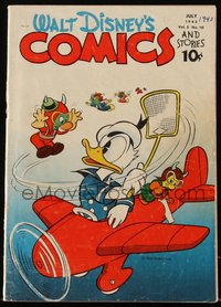 6s0492 WALT DISNEY COMICS & STORIES #34 comic book July 1943 Donald Duck in plane swatting gremlins!