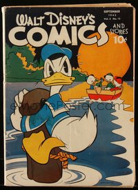 6s0494 WALT DISNEY COMICS & STORIES #36 comic book September 1943 Donald Duck & nephews in boat!