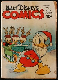 6s0497 WALT DISNEY COMICS & STORIES #39 comic book December 1943 Donald Duck as Santa with nephews!