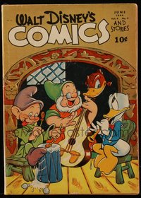 6s0503 WALT DISNEY COMICS & STORIES #45 comic book June 1944 Donald Duck w/Dopey & Doc, Seven Dwarfs!