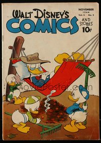 6s0508 WALT DISNEY COMICS & STORIES #50 comic book Nov 1944 Donald Duck & nephews burning leaves!