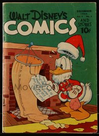 6s0509 WALT DISNEY COMICS & STORIES #51 comic book December 1944 Donald Duck as Santa with windsock!