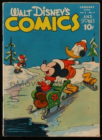 6s0510 WALT DISNEY COMICS & STORIES #52 comic book Jan 1945 Donald Duck & Mickey Mouse ice skating!