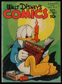 6s0517 WALT DISNEY COMICS & STORIES #59 comic book Aug 1945 Donald Duck reading electric repair book!