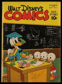 6s0519 WALT DISNEY COMICS & STORIES #61 comic book October 1945 Donald Duck & nephews in school!