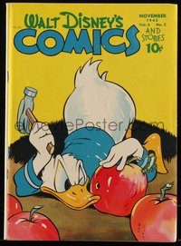 6s0520 WALT DISNEY COMICS & STORIES #62 comic book Nov 1945 Donald Duck hunting worm in apples!