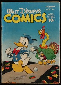 6s0521 WALT DISNEY COMICS & STORIES #63 comic book December 1945 Donald Duck & nephews as turkey!