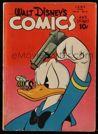 6s0524 WALT DISNEY COMICS & STORIES #69 comic book June 1946 Donald Duck pointing gun at bee on bill!