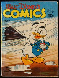 6s0465 WALT DISNEY COMICS & STORIES #6 comic book March 1941 Donald Duck in storm with umbrella!