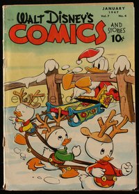 6s0530 WALT DISNEY COMICS & STORIES #76 comic book January 1947 Donald Duck as Santa with nephews!